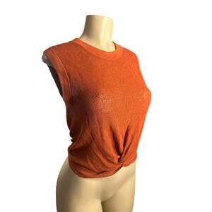 Women S Veronica Beard Jeans Sleeveless Rust Red Kellen Sweater Top Vest Linen